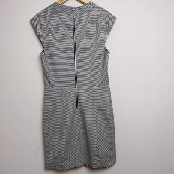 Theory Orinthia Houndstooth Black & White Mini Mid-Thigh Sheath Dress Size 8 - Picture 2 of 14